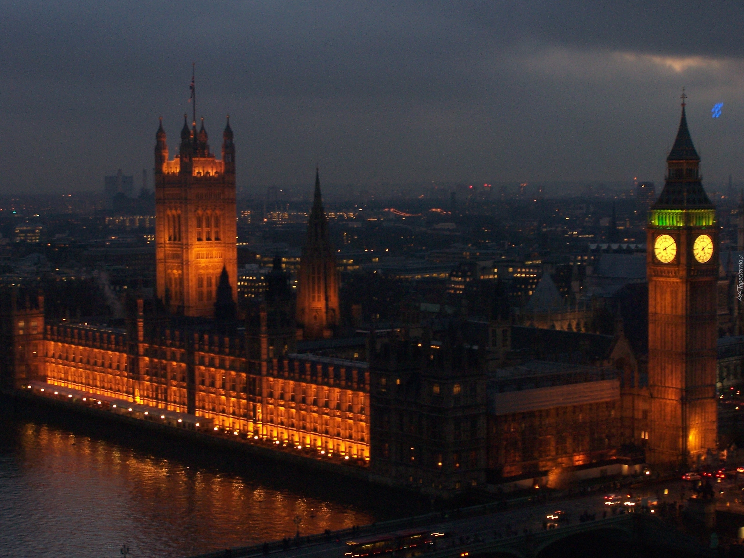 Big Ben, Nocą, Pałac, Westminsterski, Londyn