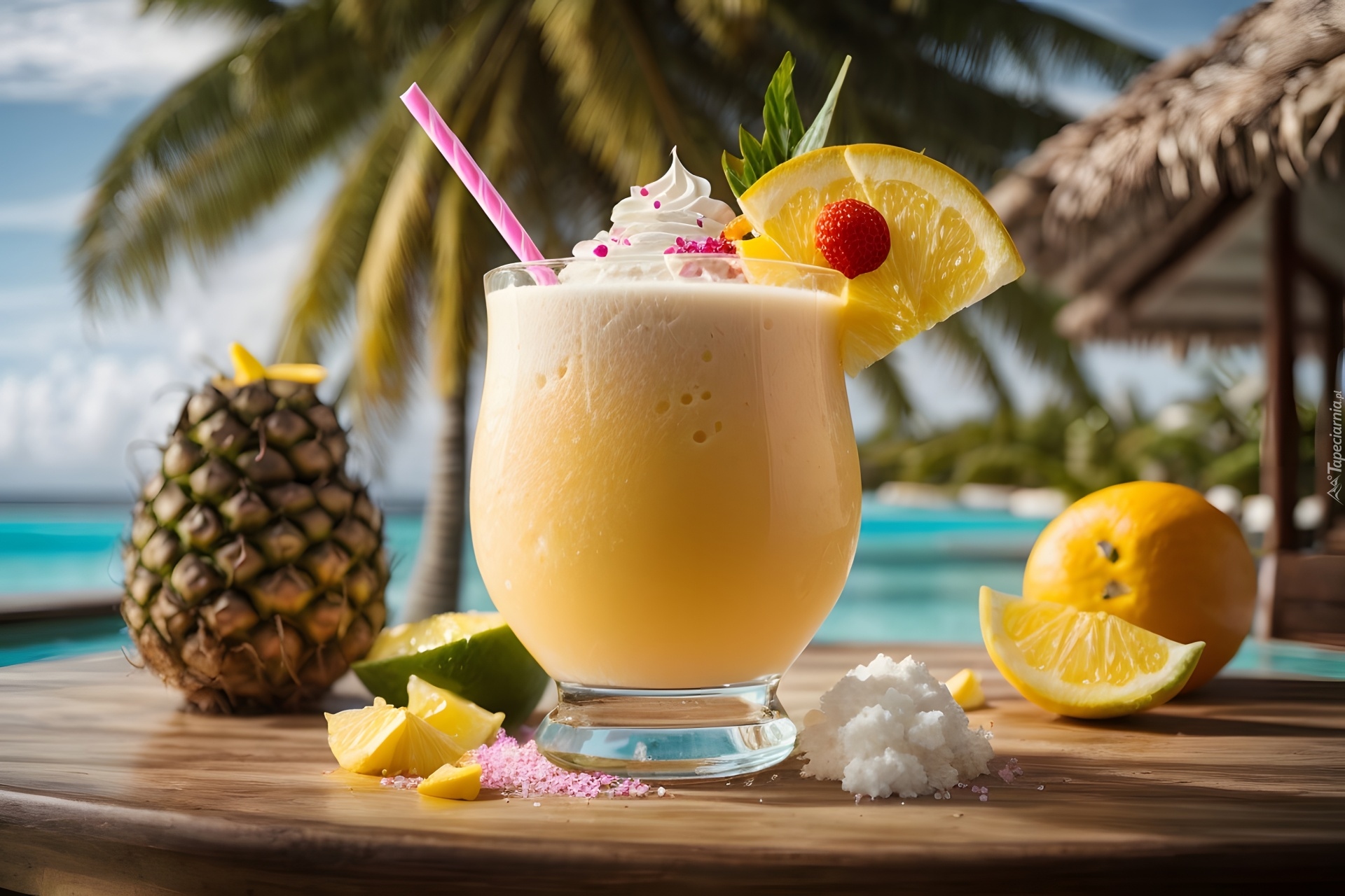 Pina Colada, Drink, Owoce, Ananas, Tropiki, Grafika