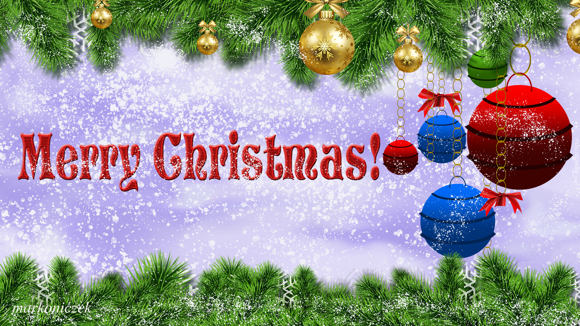Boże Narodzenie, Bombki, Gałązki, Życzenia, Grafika 2D