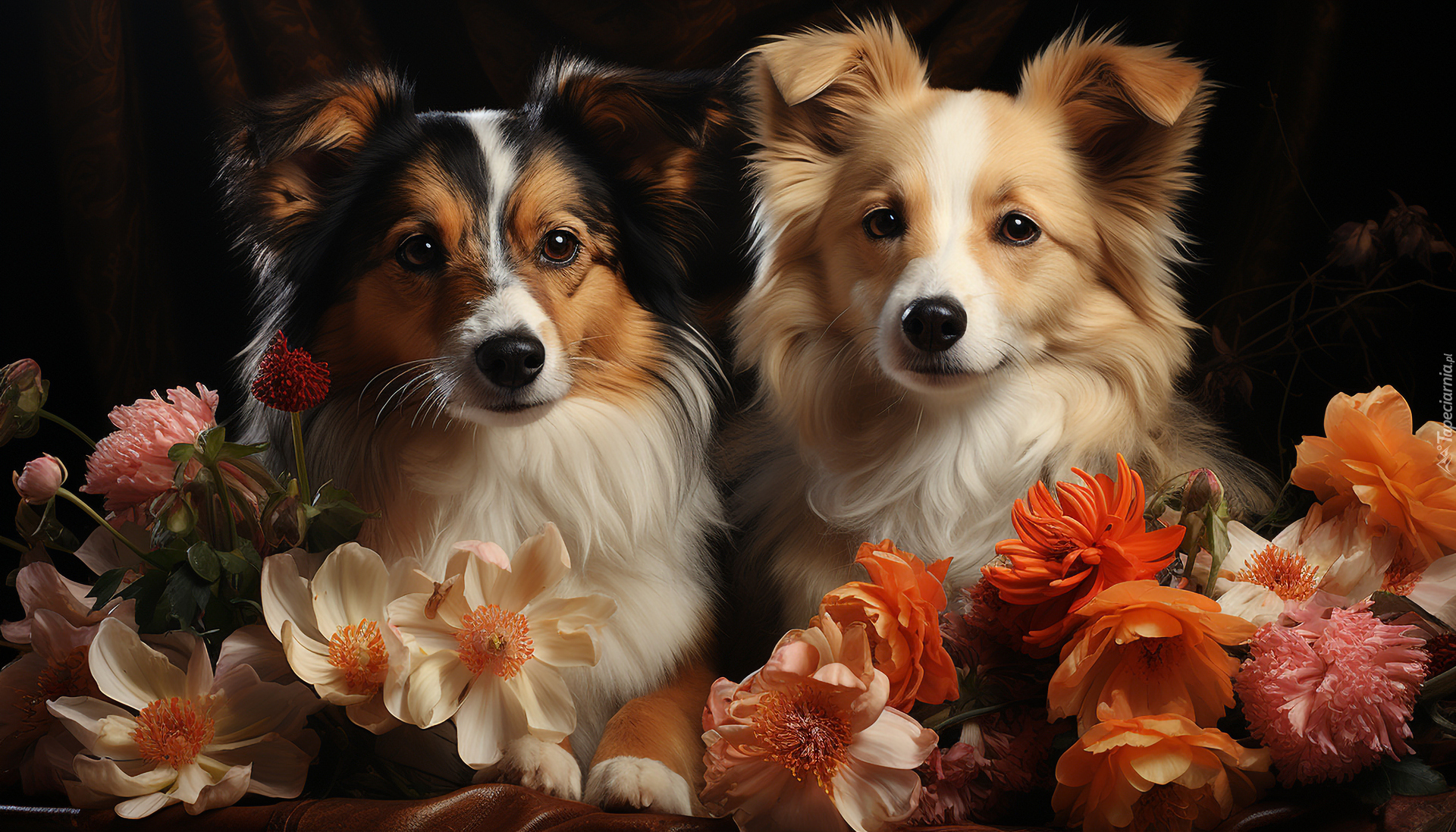 Dwa, Psy, Kwiaty