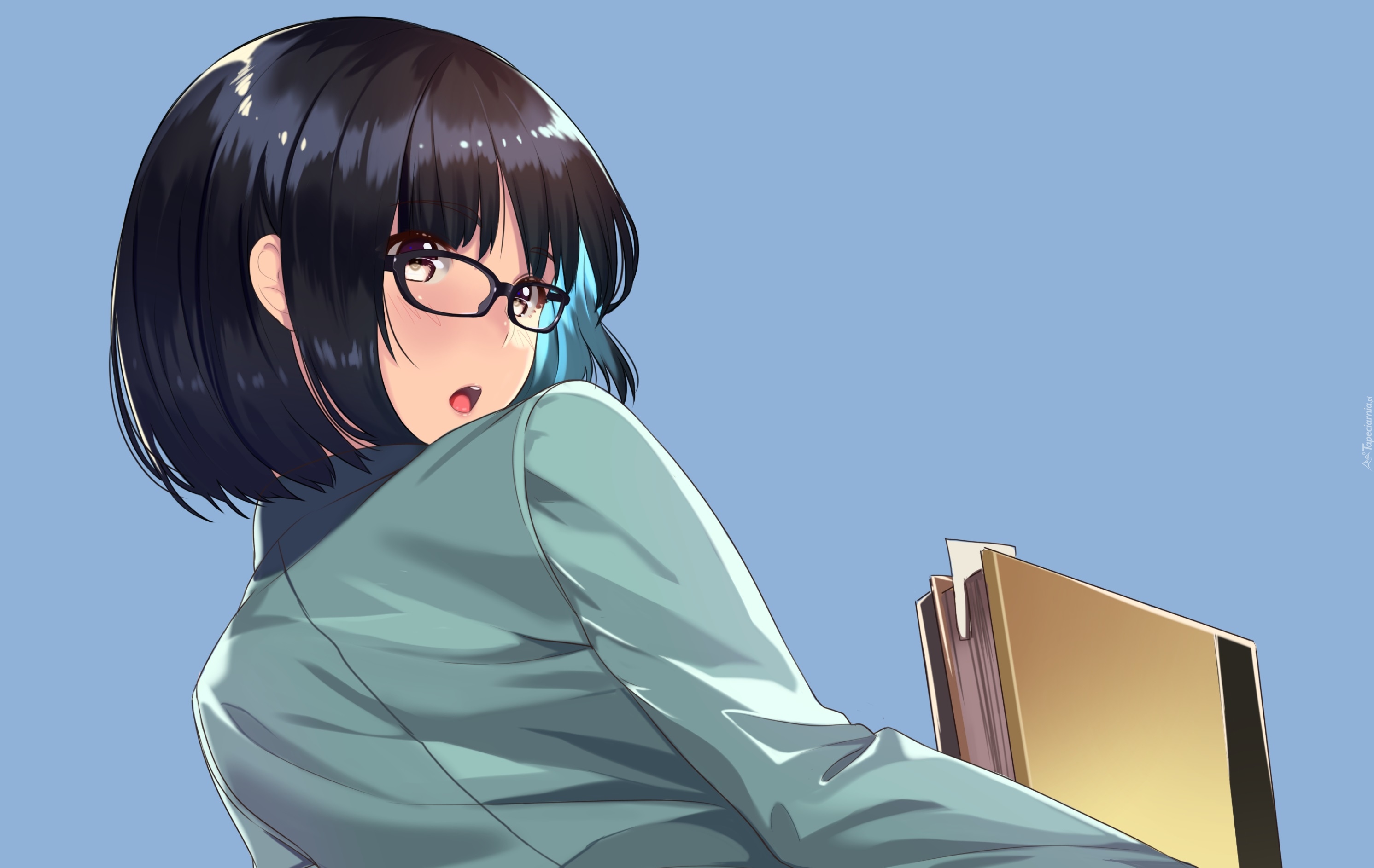 Dziewczyna, Okulary, Książka, Manga Anime