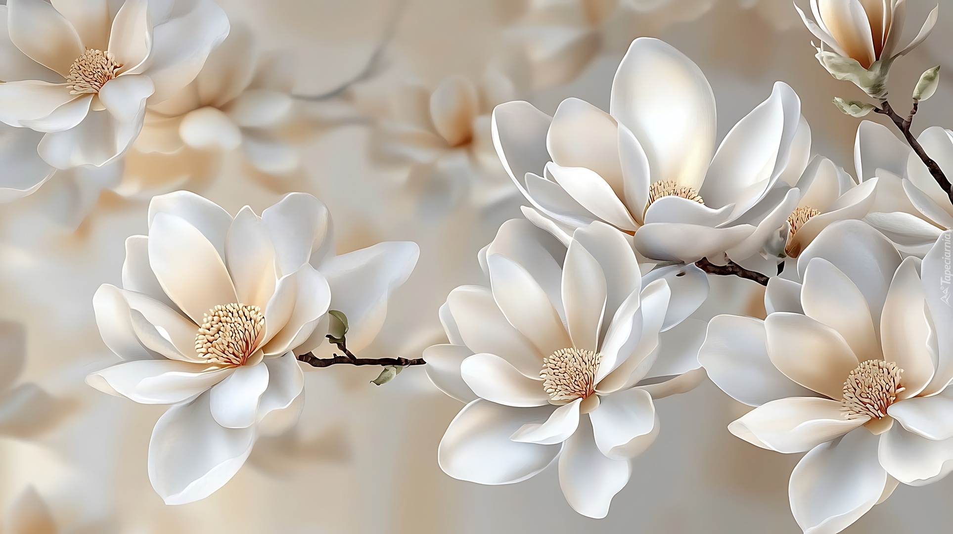 Magnolia, Kwiaty, Grafika