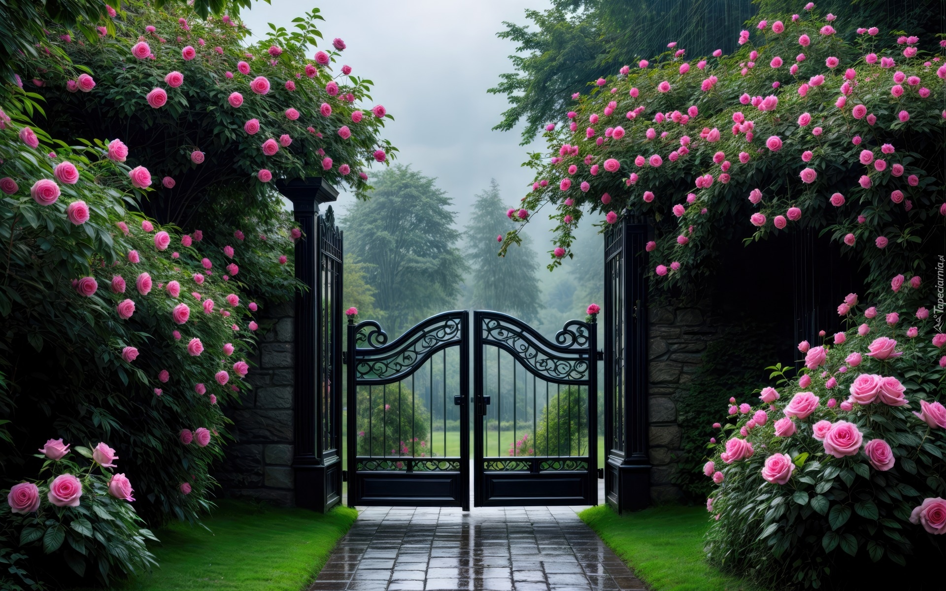 Ogród, Róże, Brama