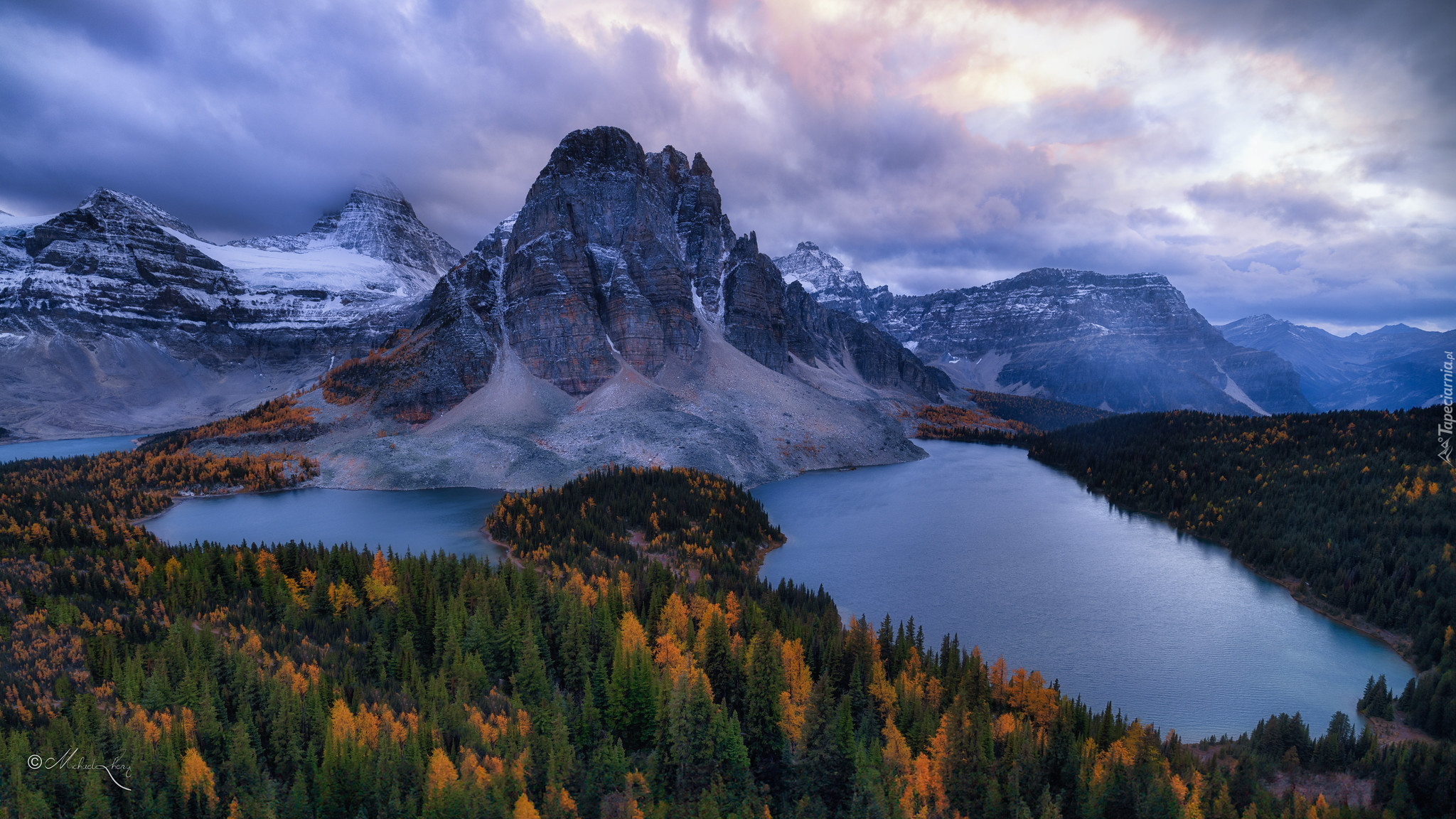 Kanada, Alberta, Góry Skaliste, Mount Assiniboine, Lasy, Jeziora, Jezioro Magog