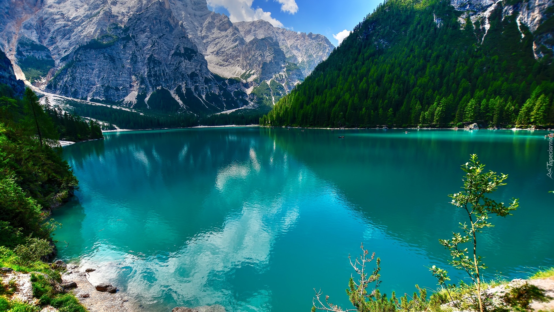 Włochy, Góry Dolomity, Dolina Val Pusteria, Dolina Val di Braies, Jezioro Pragser Wildsee