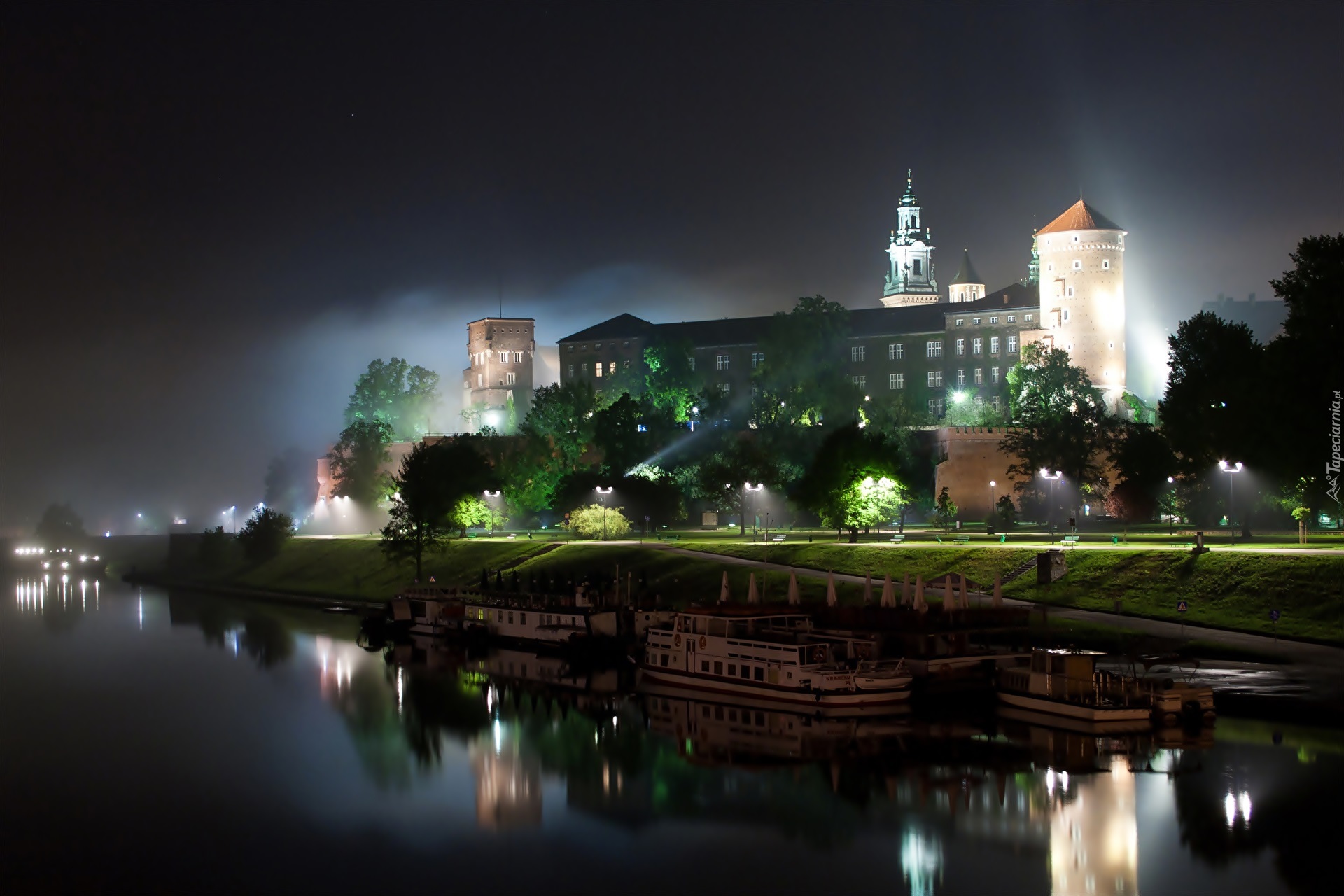 Polska, Kraków, Zamek Królewski na Wawelu, Wawel, Noc