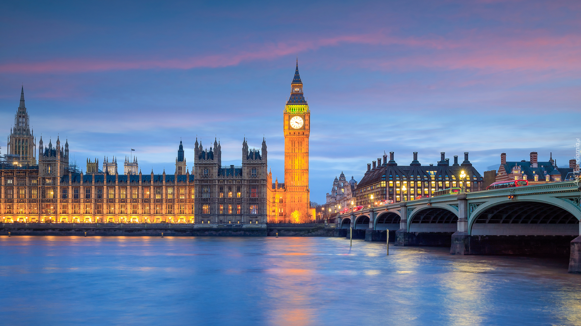 Anglia, Londyn, Parlament, Big Ben, Rzeka, Tamiza, Most