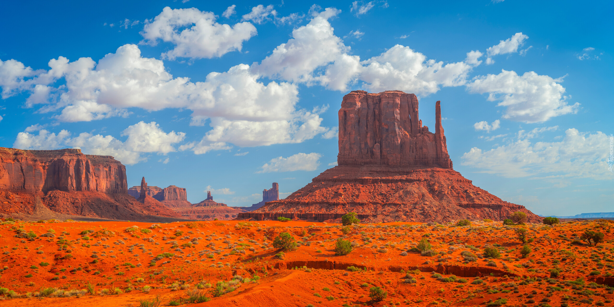 Stany Zjednoczone, Wyżyna Kolorado, Arizona, Formacje, Skały, Region Monument Valley, Dolina Pomników, Niebo