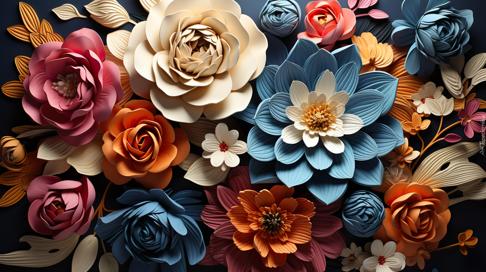 Kwiaty, Kolorowe, Bukiet, Grafika, 2D