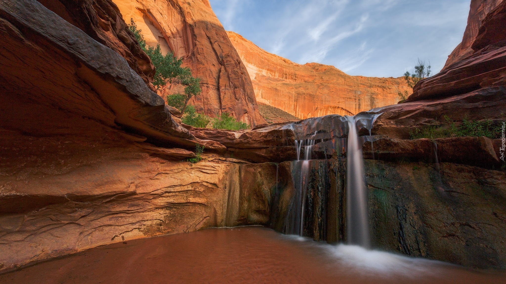 Skały, Wodospad, Coyote Gulch Falls, Rzeka, Coyote Gulch, Utah, Stany Zjednoczone