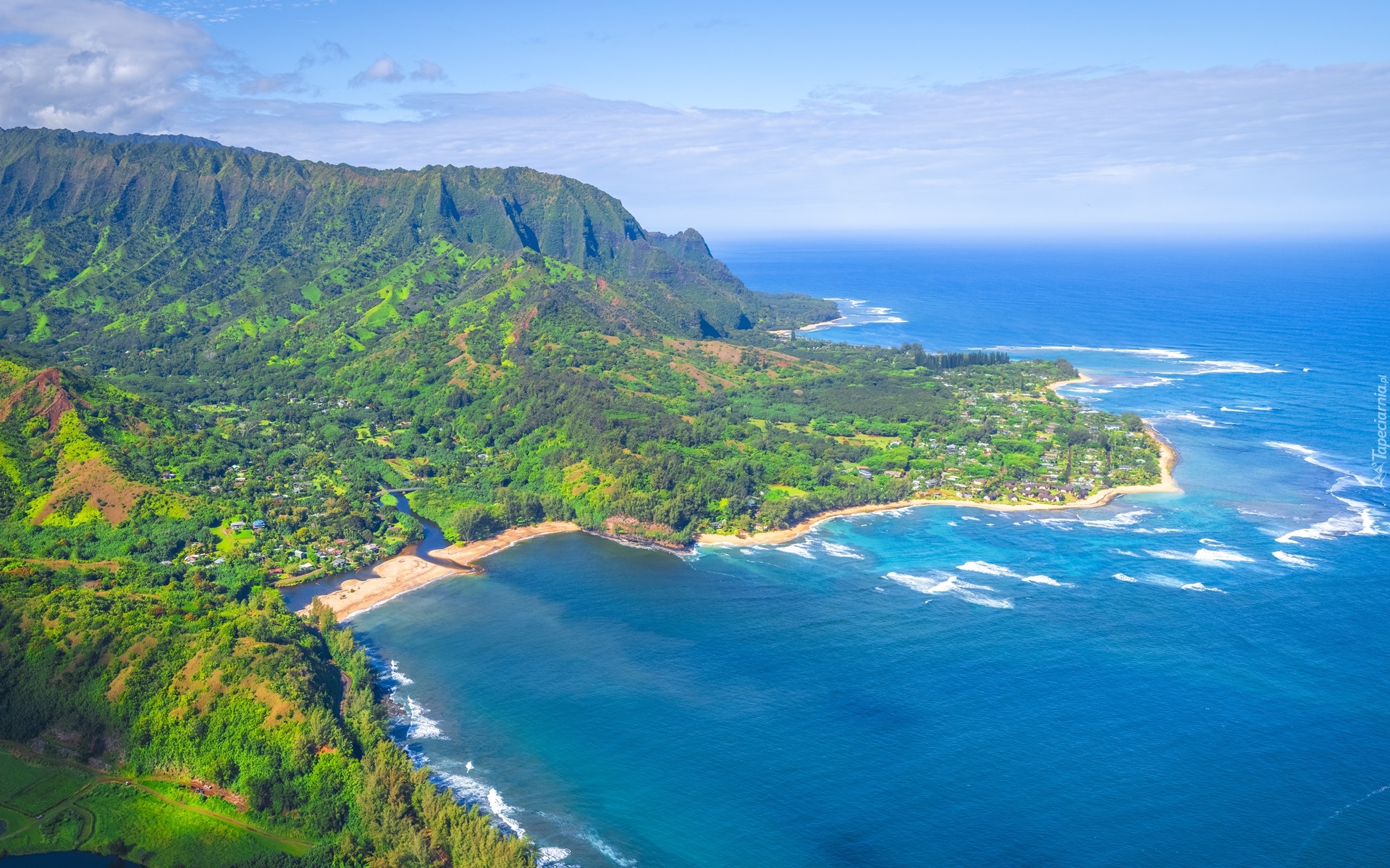 Góry, Morze, Wybrzeże, Na Pali Coast, Hawaje, Stany Zjednoczone
