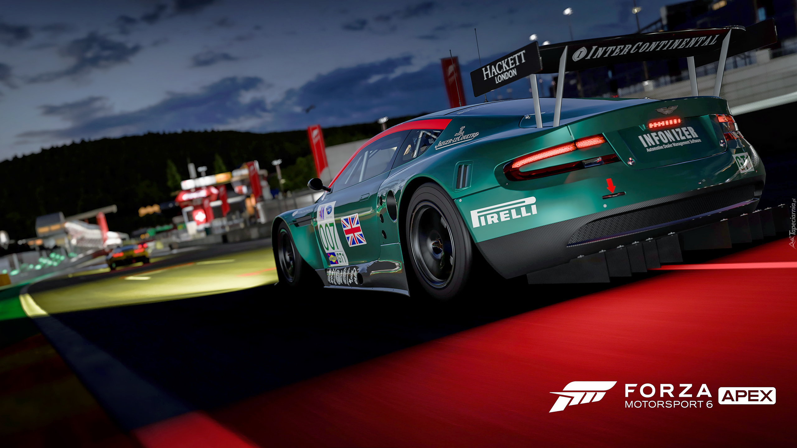 Gra, Forza Motorsport 6 APEX, Aston Martin, Zielony, Tył, Wyścig, Noc
