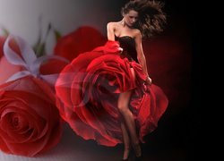 Kobieta, Spódnica, Róża