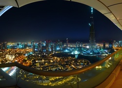 Dubaj, Nocą, Kolorowe, Światła