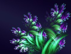 Fioletowe, Kwiaty, Grafika Komputerowa