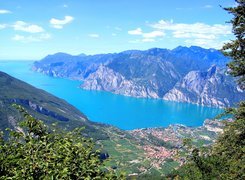 Jezioro, Garda, Góry, Panorama, Włochy