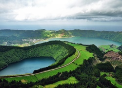 Portugalia, Azory, Sao Miguel, Góry, Jeziora, Lagoa do Canario