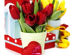 Walentynki, Tulipany, Serduszko