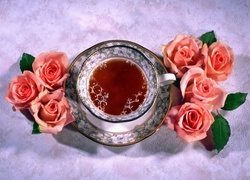 Herbata, Filiżanka, Różyczki
