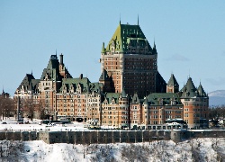 Zamek Frontenack, Hotel Château Frontenac, Quebec, Kanada, Zima