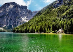 Góry, Lasy, Jezioro, Kościółek, Lago di Carezza, Włochy