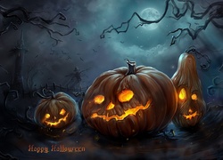 Halloween, Straszne, Dynie, Grafika