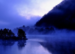 Jezioro, Mgła, Zmierzch