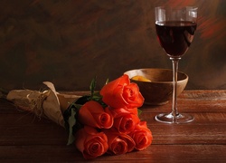 Róże, Kieliszek, Wino