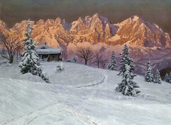 Świt, Krajobraz, Zimowy, Alois Arnegger