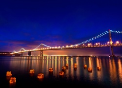 Stany Zjednoczone, Stan Kalifornia, San Francisco, Oświetlony, Most Golden Gate, Cieśnina Golden Gate, Lampiony