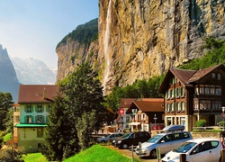 Góry, Domy, Lauterbrunnen, Szwajcaria