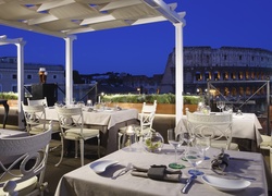 Restauracja, Wieczór, Koloseum, Rzym