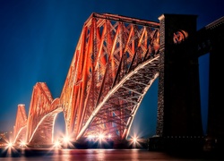 Europa, Szkocja, Edynburg, Most, Forth Bridge, Zatoka, Firth of Forth