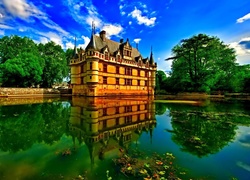 Zamek w Azay le Rideau, Azay, Francja, Rzeka Indre