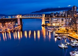 Kanada, Vancouver, Miasto, Nocą, Most