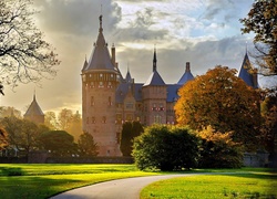 Zamek de Haar, De Haar Castle, Miasto Utrecht, Holandia, Park