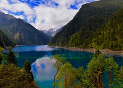 Góry, Jezioro Long, Rezerwat, Syczuan, Chiny