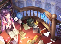 Dziewczyna, Książki, Biblioteka, Motyle, Anime
