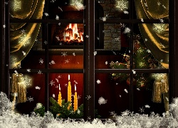 Okno, Wnętrze, Boże Narodzenie, Święta