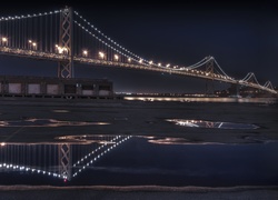 Noc, Most, Rzeka, Oświetlenie