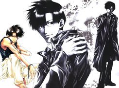 Saiyuki, okulary, płaszcz, ludzie