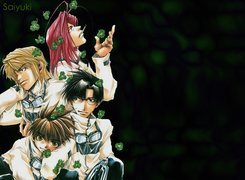 Saiyuki, ludzie, kwiaty, gogle