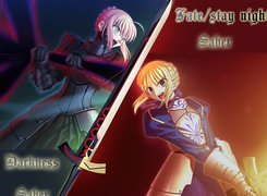 Fate Stay Night, dziewczyny, miecz, napisy