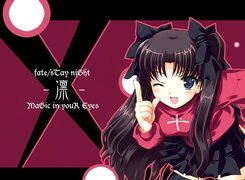 Fate Stay Night, x, dzieczyna, kokardki, oczko