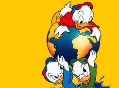 Kaczor Donald, siostrzeńcy, globus
