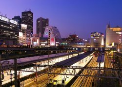 Dworzec, Kolejowy, Tokyo, Noc
