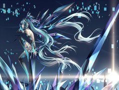 Miku, Dziewczyna, Włosy, Vocaloid