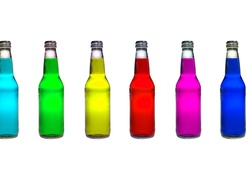 Butelki, Kolorowe, Płyny