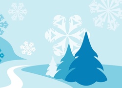 Drzewka, Choinki, Płatki, Śniegu