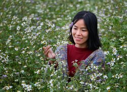 Łąka, Dziewczyna, Azjatka